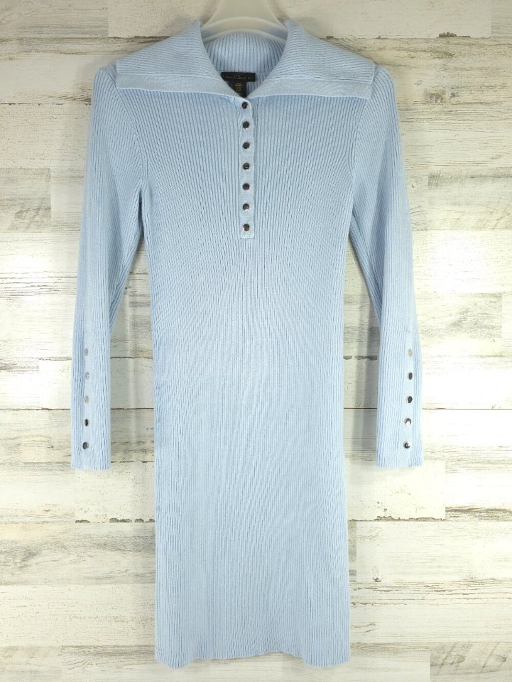 HOUSE OF HARLOW 1960 LIGTH BLUE SHIRTDRESS WOMEN SIZE XL LONG SLEEVE SNAP BUTTON